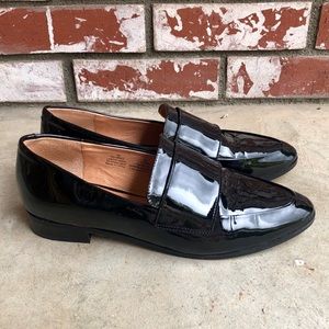 Black patent leather loafers